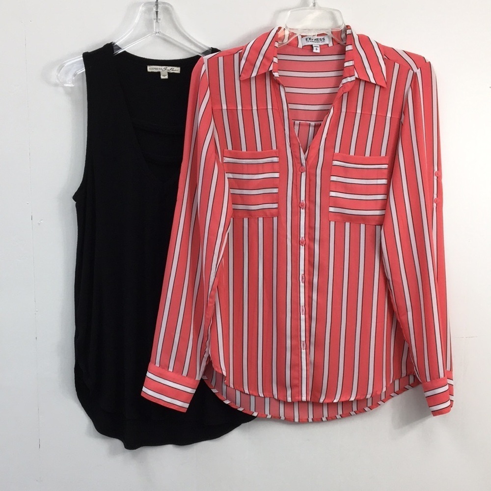 Express Women's Pink and Black Blouse Bundle of 2 Size S EXCELLENT Condition